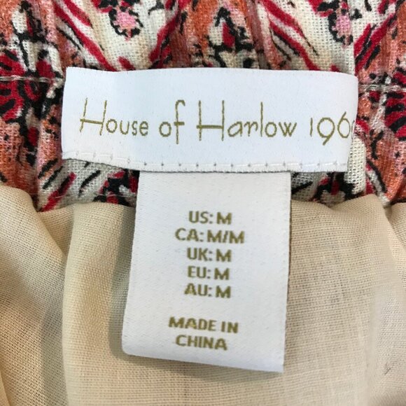 House Of Harlow 1960 Floral Boho Linen Blend Midi Skirt Size M - Picture 9 of 10